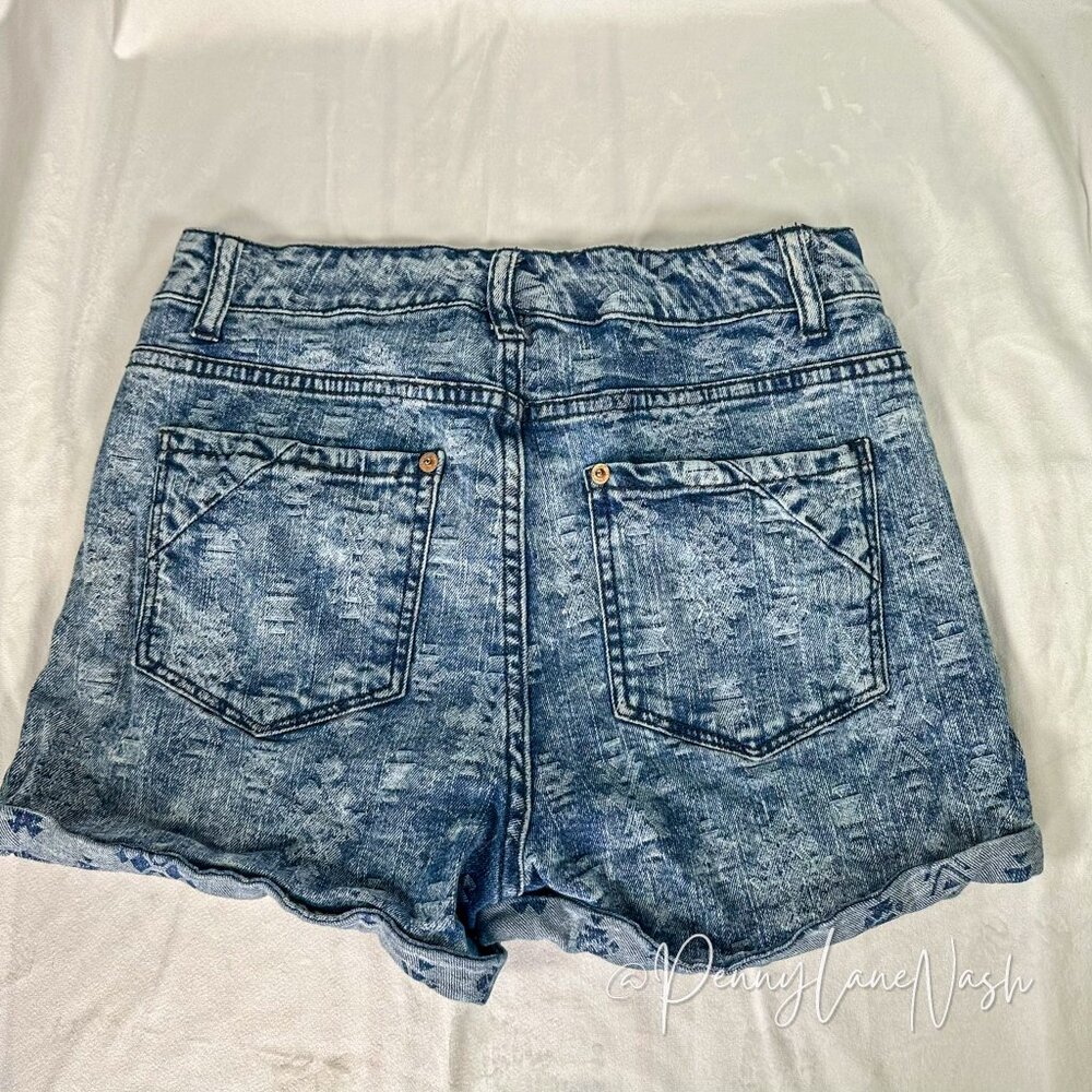 Mossimo Tribal Print Denim High Rise Short Shorts Cuffed - Picture 5 of 7